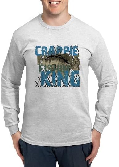 CafePress Crappie Fishin' King Long Sleeve T Shirt Unisex Cotton Long Sleeve T-Shirt - Ash Gray