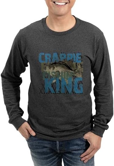 CafePress Crappie Fishin' King Long Sleeve T Shirt Unisex Cotton Long Sleeve T-Shirt - Charcoal