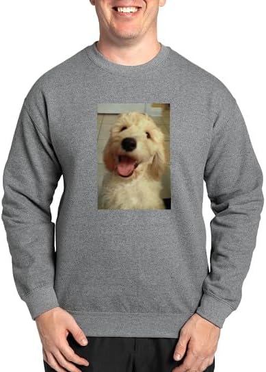 CafePress Happy Goldendoodle Sweatshirt Classic Crew Neck Light Sweatshirt - Graphite Gray