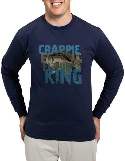 CafePress Crappie Fishin' King Long Sleeve T Shirt Unisex Cotton Long Sleeve T-Shirt - Navy