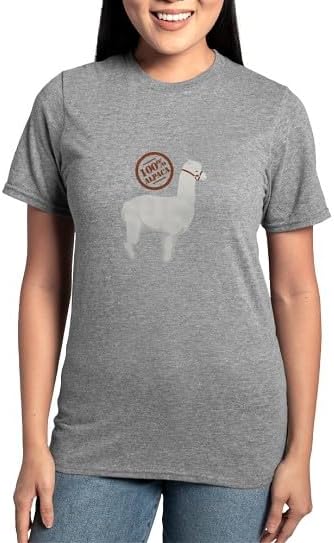 CafePress 100% Alpaca Women's Classic T Shirt Women's Relaxed Fit Classic Cotton T-Shirt - Heather Gray
