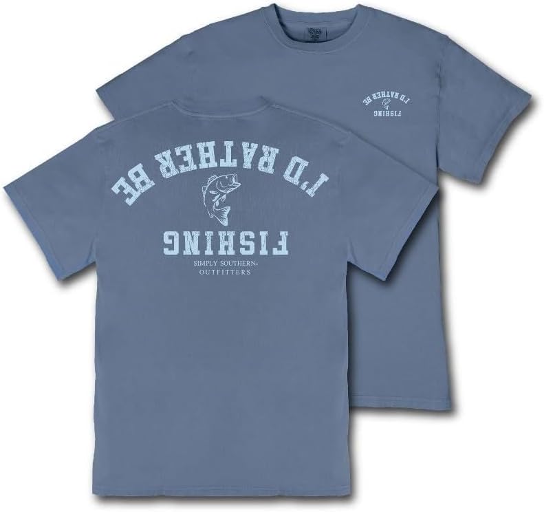 Simply Southern I'd Rather Be Fishing - Adult T-Shirt - Adult Mineral Wash - Overcast