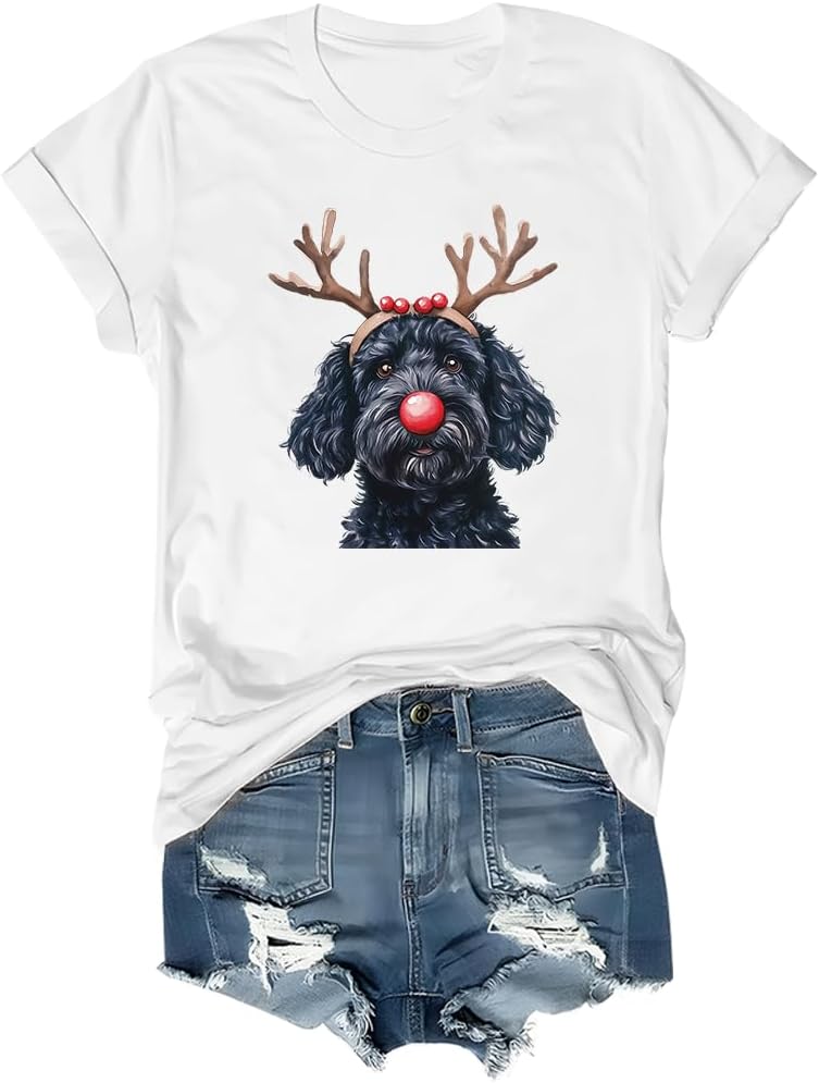 Christmas Black Goldendoodle Shirt Christmas Dog T-Shirt Unisex - White