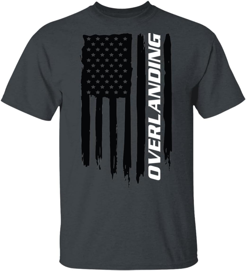 Overlanding Off-Road Desert Crawling American Flag T-Shirt - Dark Heather