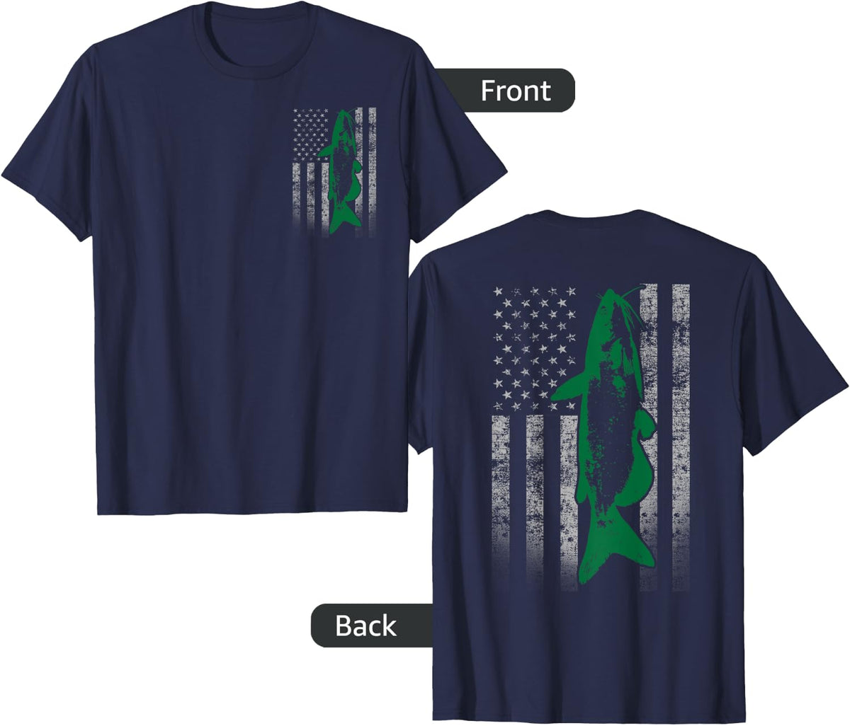 Catfish Flag for Catfishing - Nice Catfisherman Flag T-Shirt - Navy Blue