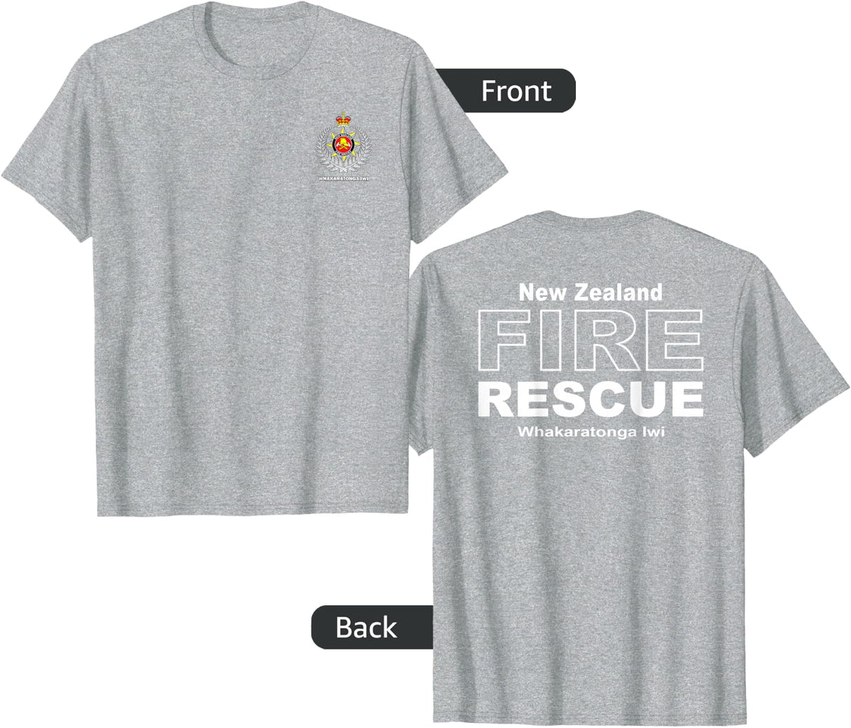 New Zealand Fire Rescue Firefighter Tees T Shirts for Men Women Kids - Heather Grey