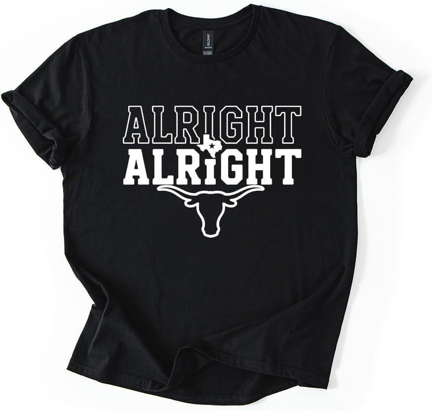 Texas Cattle Steer Graphic Casual Cotton Tee - Black
