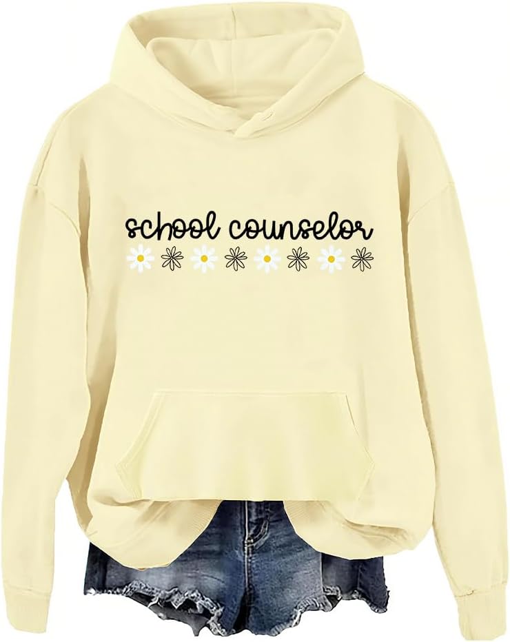 School Counselor Sweatshirt School Counselor Sweatshirts For Women - Creamy Yellow-1