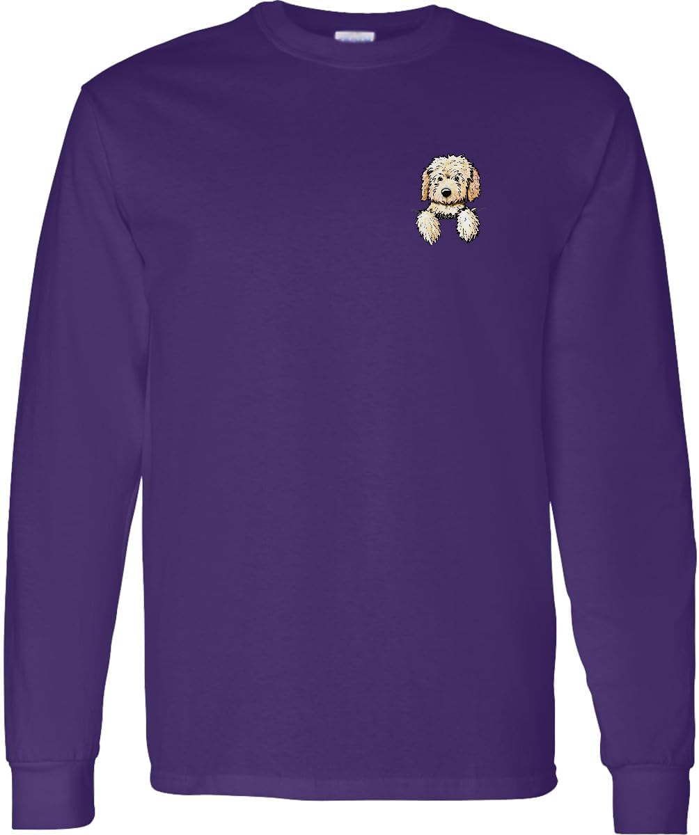 inktastic Pocket Goldendoodle Adult Long Sleeve T-Shirt - KiniArt - Purple