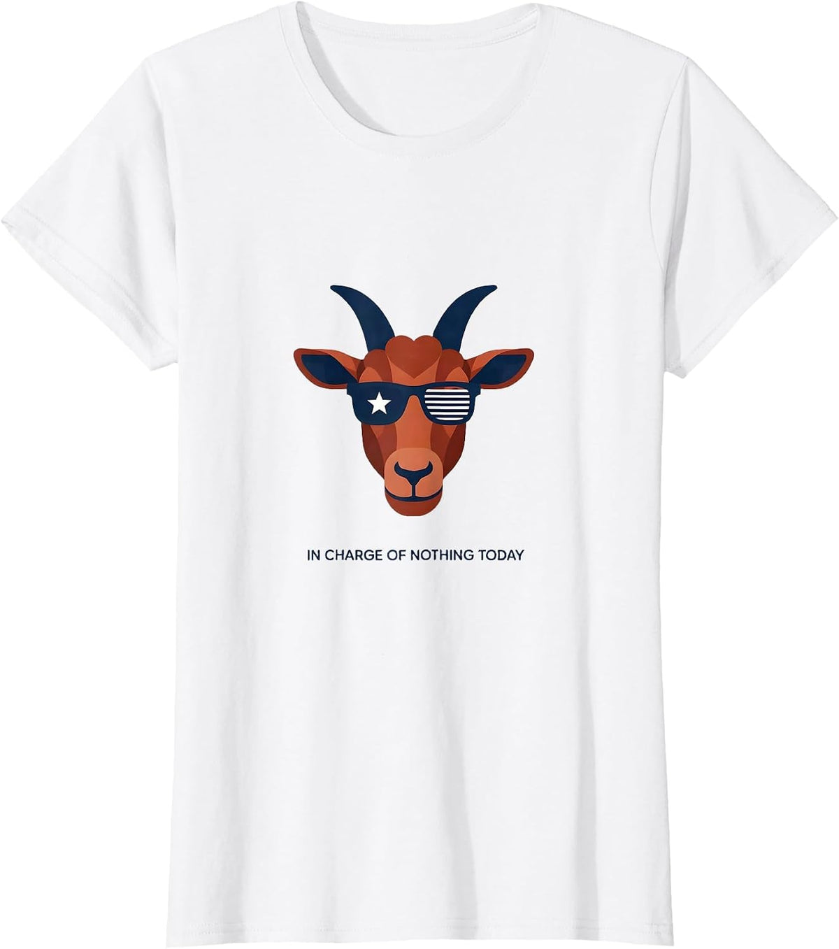 In Charge of Nothing Today Funny Goat Sunglasses Animal T-Shirt - White