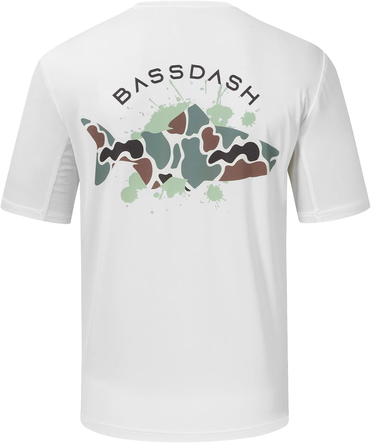 BASSDASH Men’s Graphic T-Shirts Short Sleeve Fishing Shirt UPF 50+ Moisture Wicking UV Sun Protection FS36M - White\/Salmon