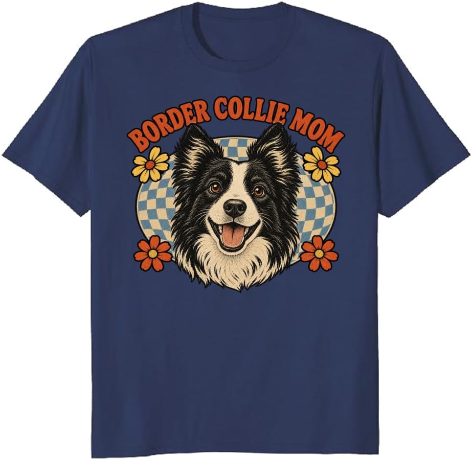 Border Collie Mom T-Shirt Cosmic Crown Dog Crest Graphic Tee - S4