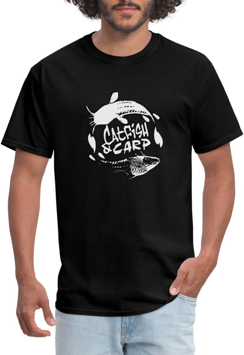 Spreadshirt Catfish & Carp Black and White Logo Men's T-Shirt - Black