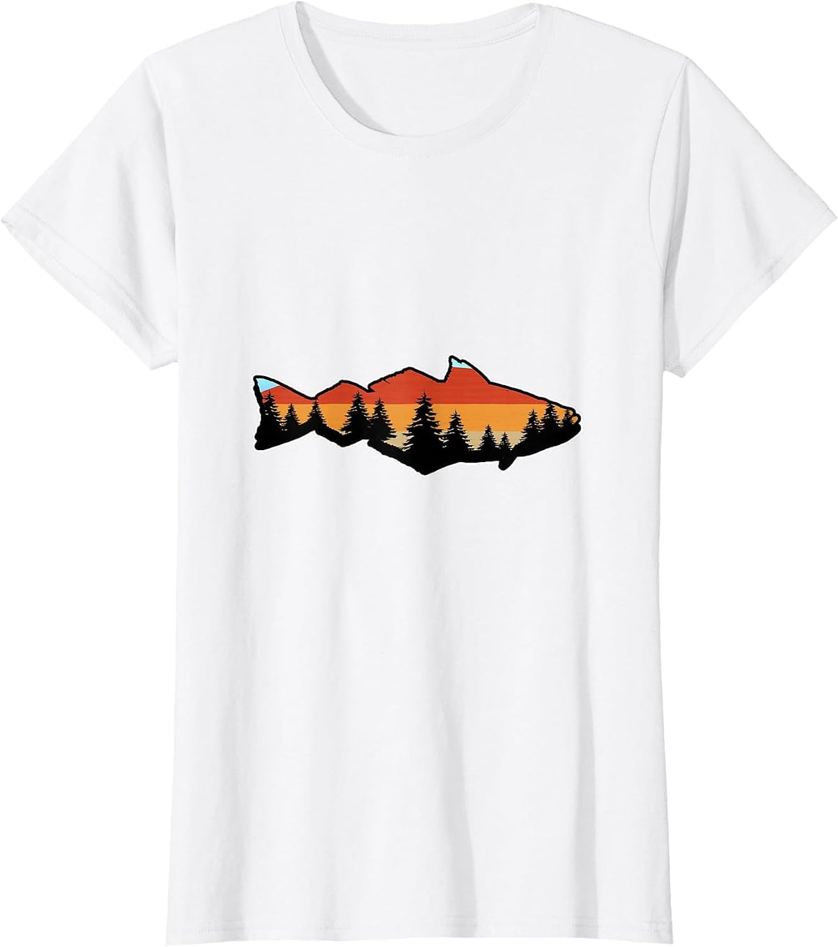 Fishing Fish Sihouette Bass Walleye Fisherman Angling T-Shirt - White