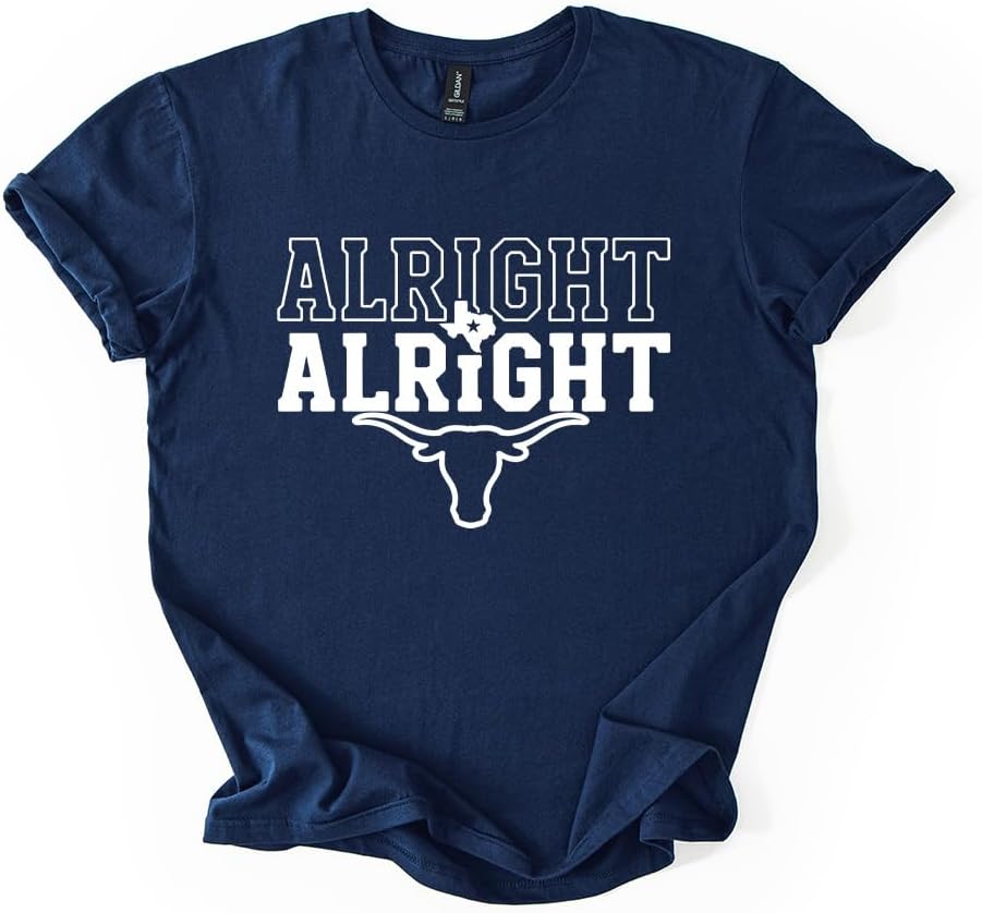 Texas Cattle Steer Graphic Casual Cotton Tee - Navy