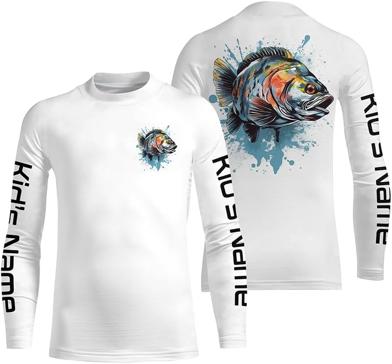 Personalized Crappie Tournament Fishing Shirts, Crappie Long Sleeve Fishing Jerseys - Kid Long Sleeves Upf