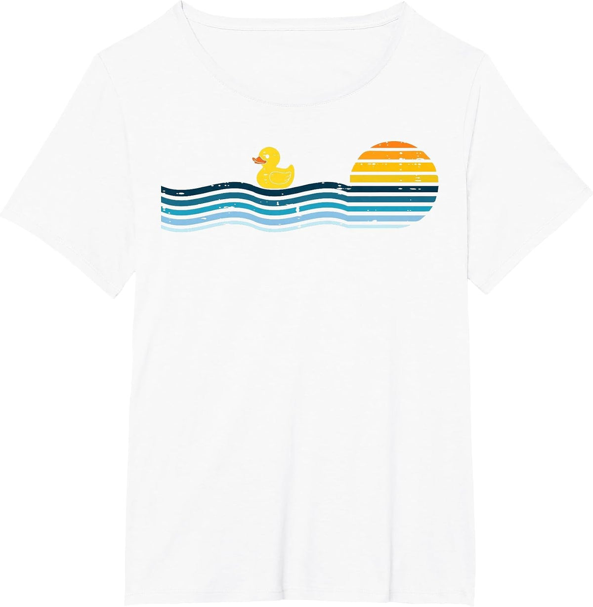 Duck Sunset Retro Waves Vintage Animal Lover Men Women Kids T-Shirt - White