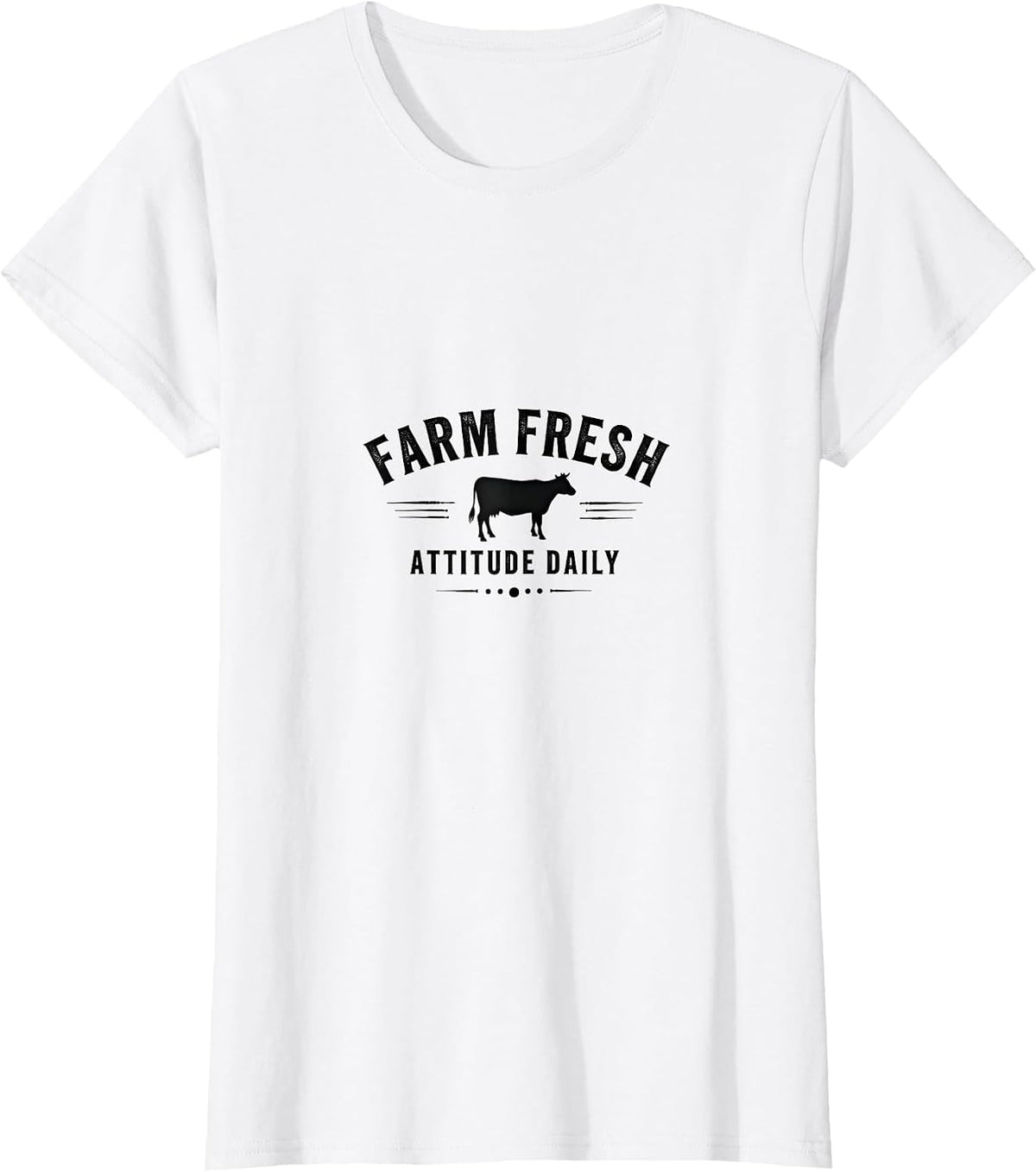 Farm Fresh Attitude Daily Cow Graphic Design T-Shirt - White