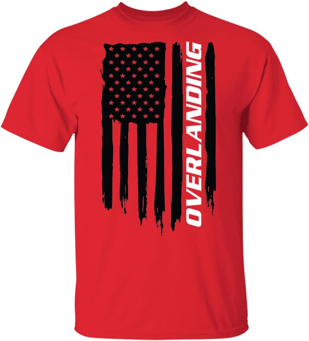 Overlanding Off-Road Desert Crawling American Flag T-Shirt - Red