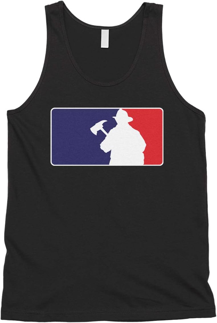 Cybertela Men's Firefighter Baseball Fire Fighter Emblem Flag Tank Top - Black