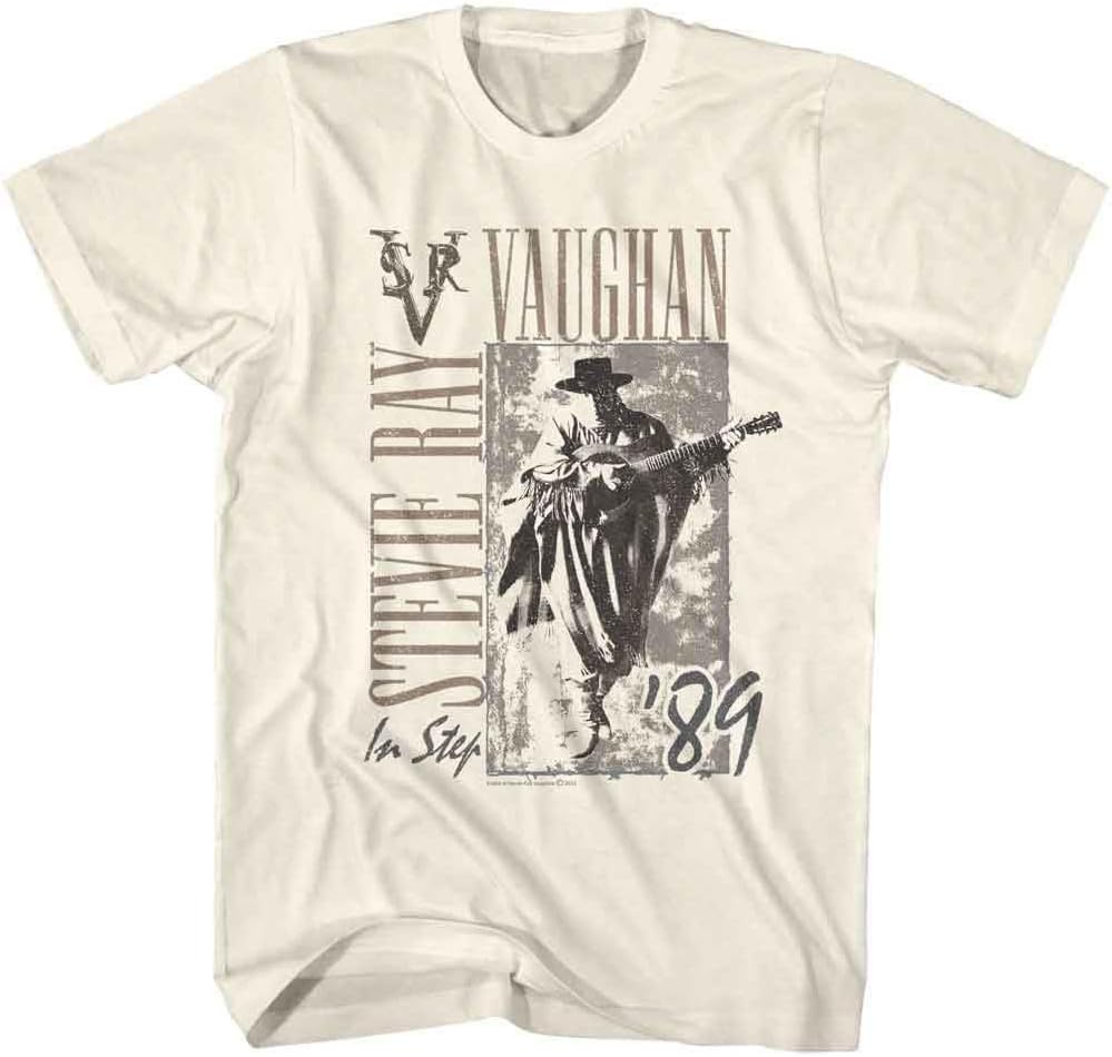 Stevie Ray Vaughan - Mens SRV in Step 89 Short Sleeve T-Shirt, Color Natural, Size: Large - As Pictured