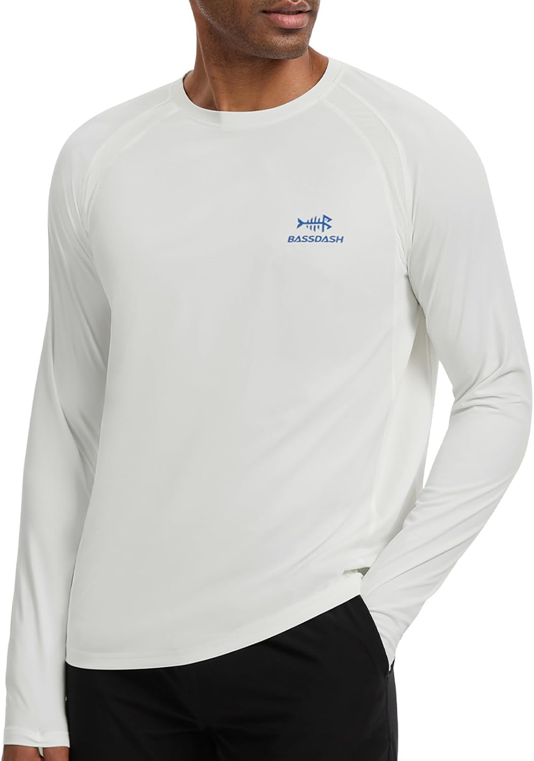 BASSDASH Men's UPF 50+ Wrinkle-Free Fishing Shirt Long Sleeve Casual Tee with Breathable Mesh for Hiking Running SR01M -