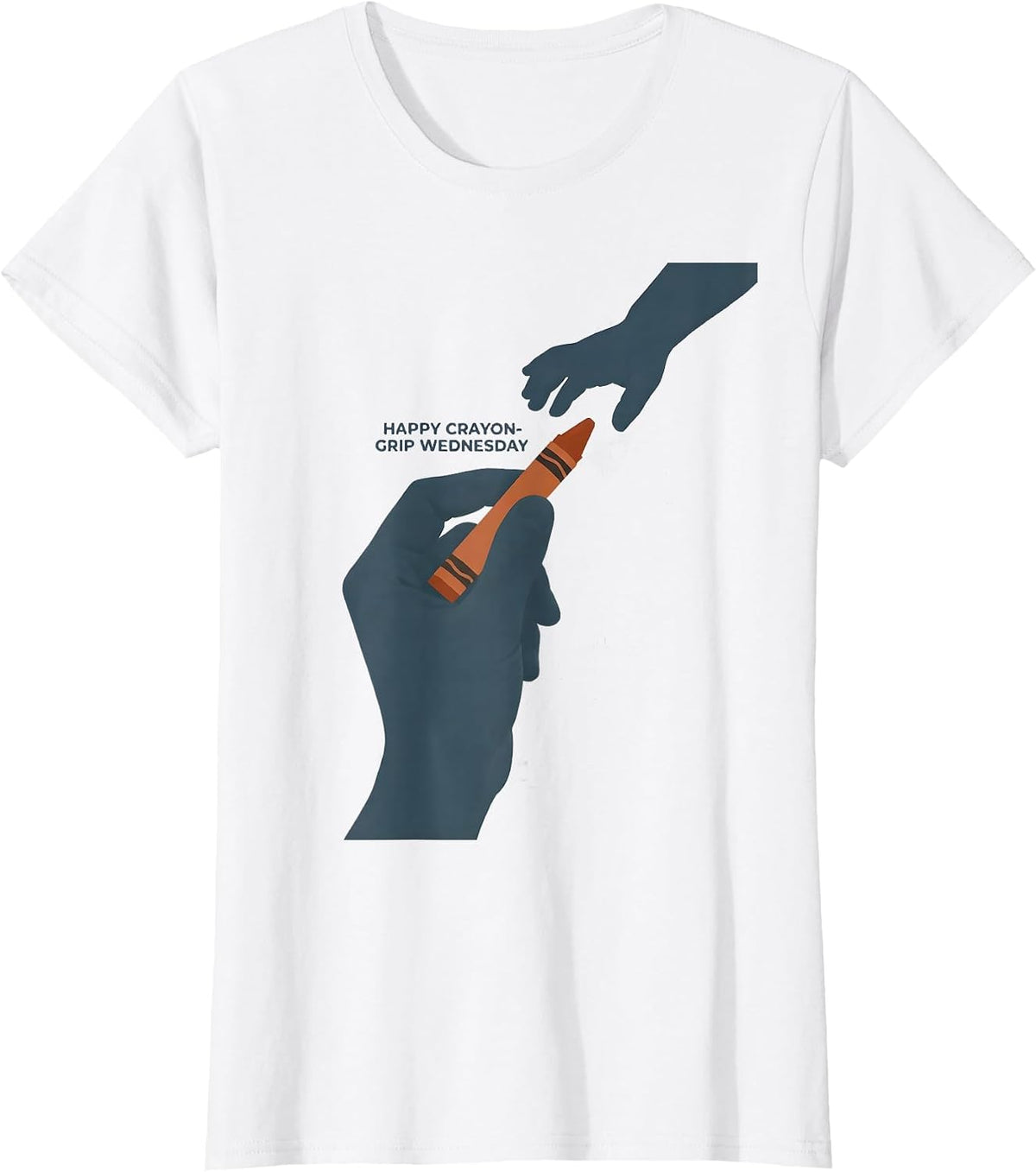 Women's Happy Crayon-Grip Wednesday Occupational Therapy OT T-Shirt - White