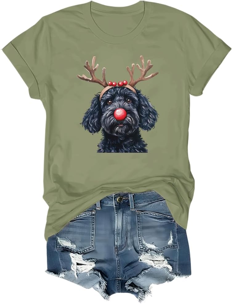 Christmas Black Goldendoodle Shirt Christmas Dog T-Shirt Unisex - Olive Green