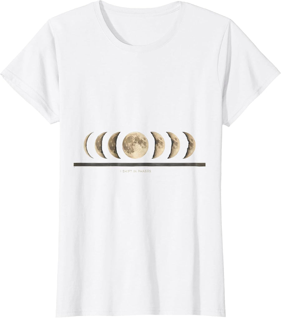 Women's I Shift In Phases Vintage Celestial Astronomy Astrology T-Shirt - White