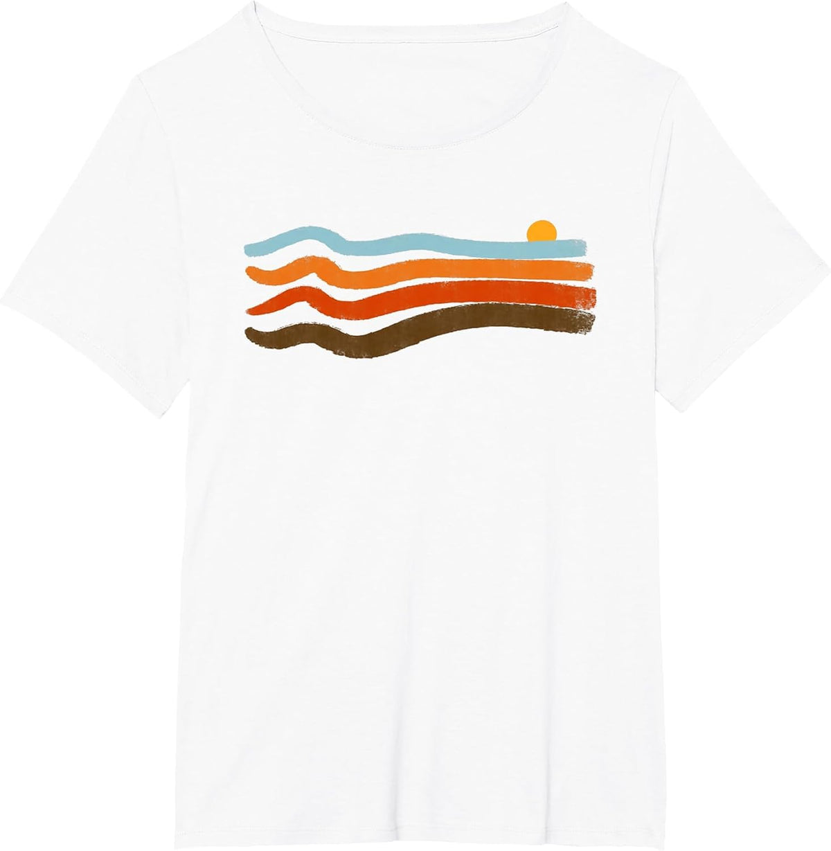 Vintage 70s Retro Stripes Sunset Summer Waves T-Shirt - White