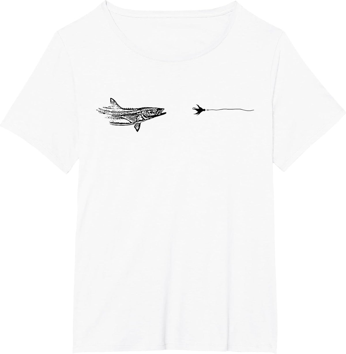 Fly Fishing Shirt for Men and Women - Cobia Fish Hook Line Graphic Tees and T Shirts - White