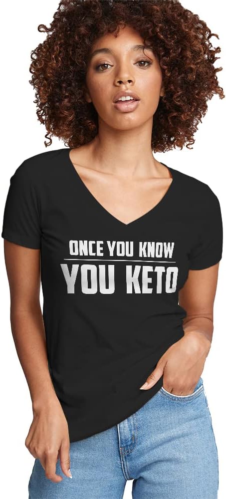 Indica Plateau Once You Know, You Keto Womens V-Neck T-Shirt - Black