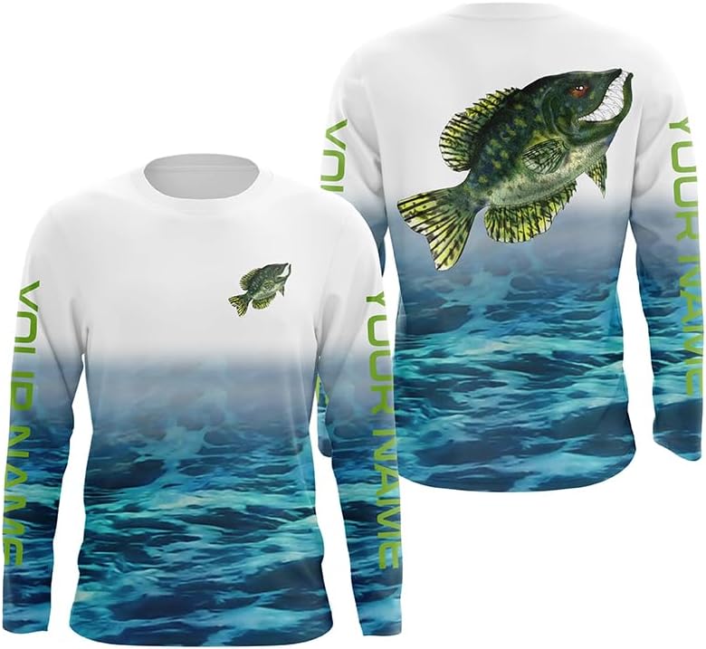 Custom Crappie Tournament Long Sleeve Fishing Shirts, Crappie Performance Fishing Jerseys - Long Sleeves Upf