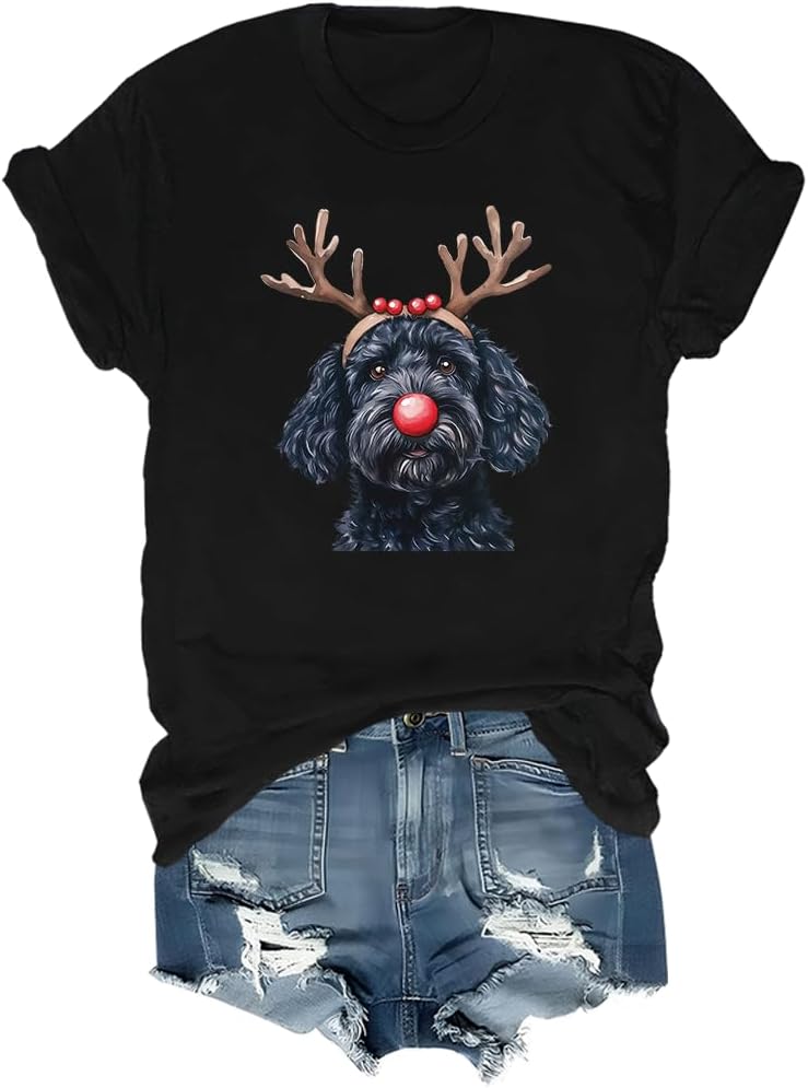 Christmas Black Goldendoodle Shirt Christmas Dog T-Shirt Unisex - Black