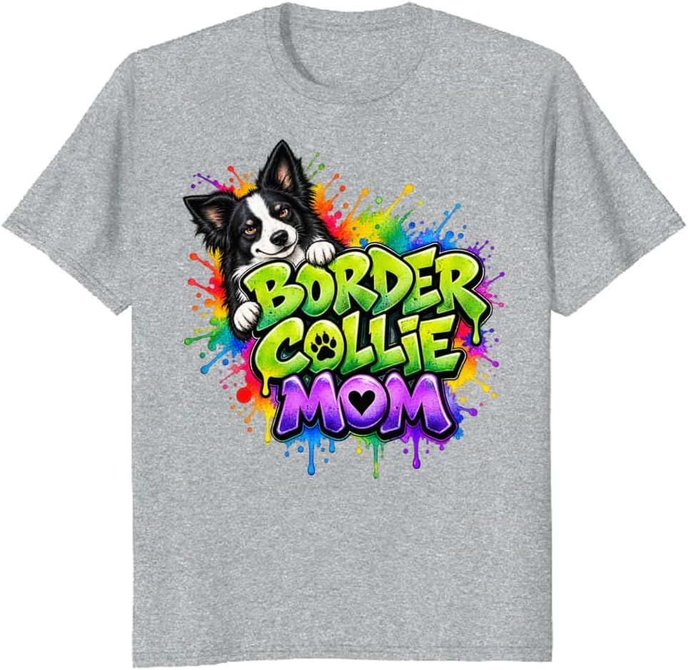 Border Collie Mom T-Shirt Cosmic Crown Dog Crest Graphic Tee - S3