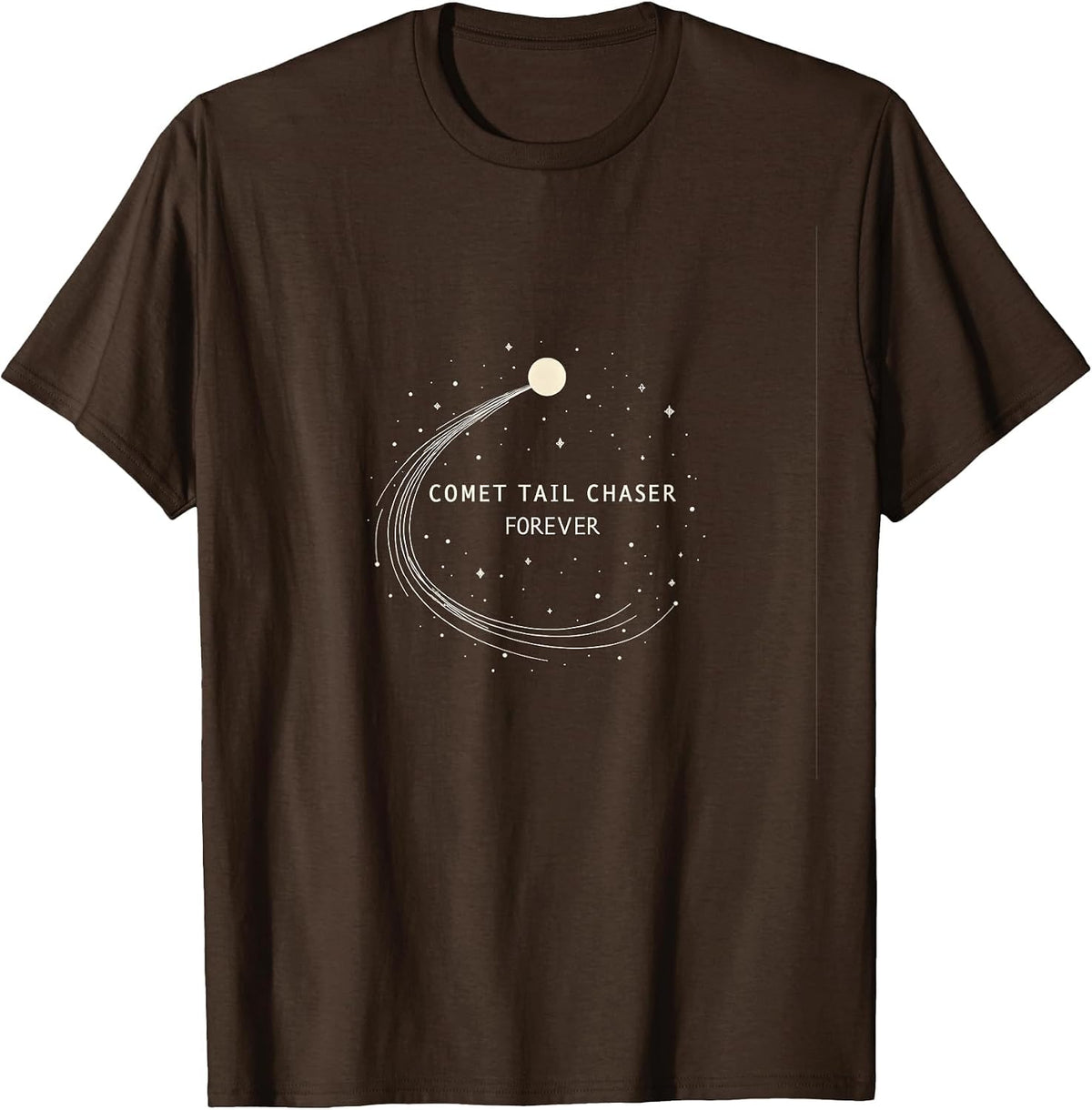 Comet Tail Chaser Forever Astronomy Design T-Shirt - Brown