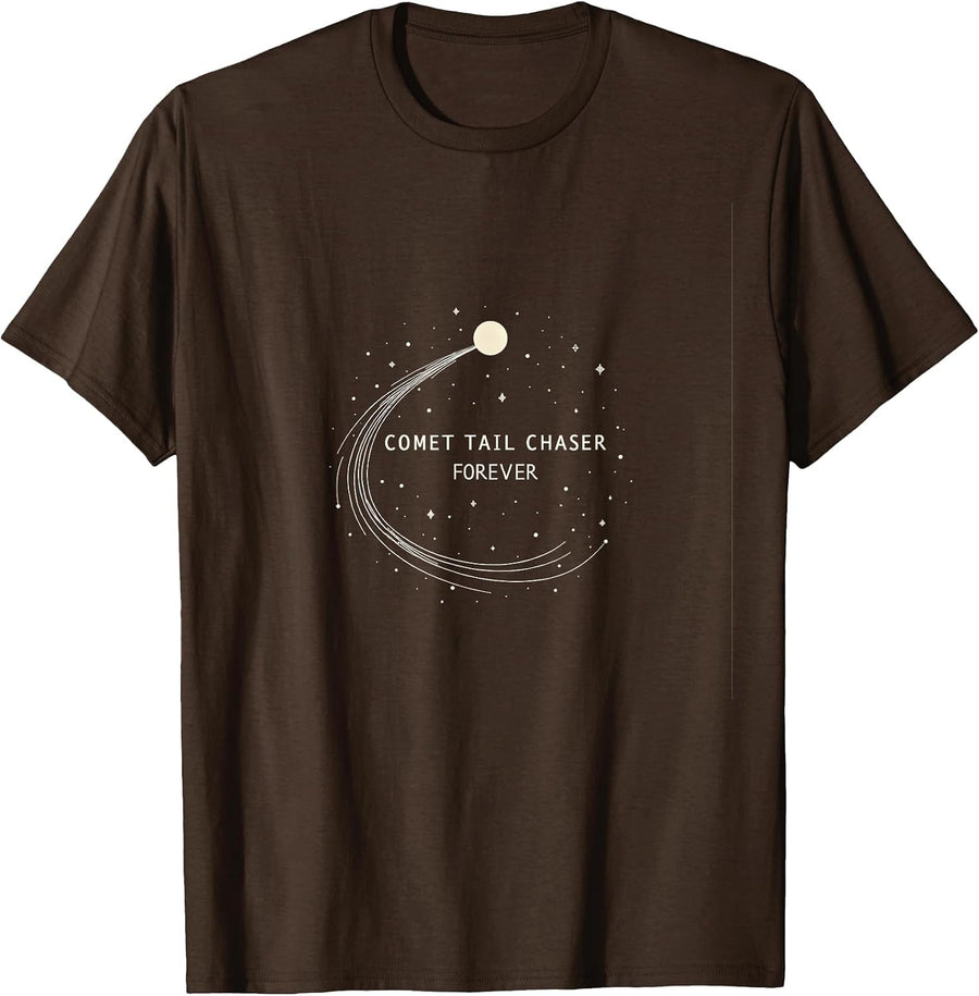 Comet Tail Chaser Forever Astronomy Design T-Shirt - Brown