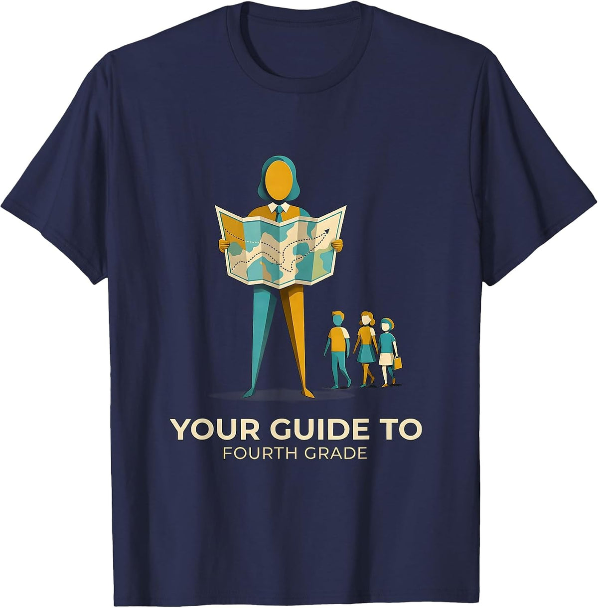 Your Guide To Fourth Grade Playful Teacher Back To School T-Shirt - Navy Blue