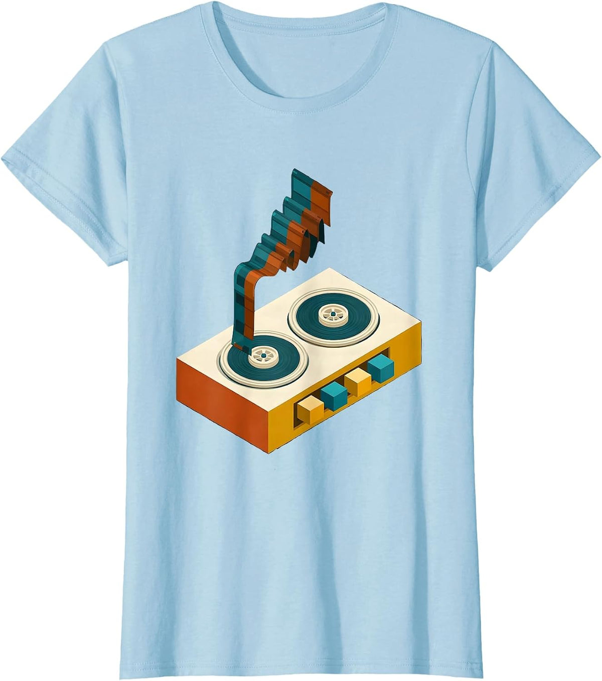 Women's Cassette Sampler Retro Hip Hop Nostalgia Streetwear T-Shirt - Baby Blue