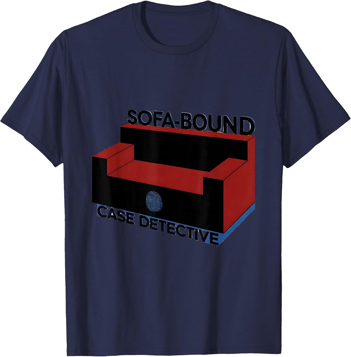 Sofa-Bound Case Detective Bauhaus Modernist True Crime Fan T-Shirt - Navy Blue