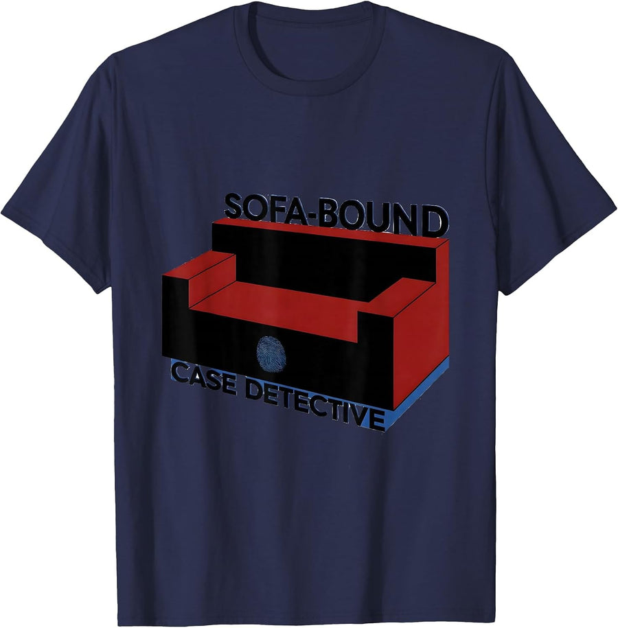 Sofa-Bound Case Detective Bauhaus Modernist True Crime Fan T-Shirt - Navy Blue