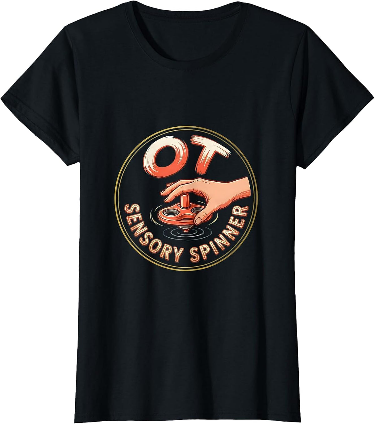 Women's OT Sensory Spinner Occupational Therapy Professional Pride T-Shirt - Black