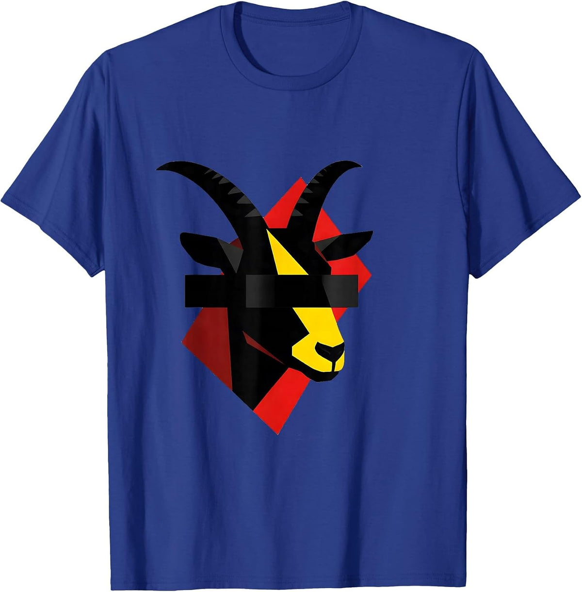 Geometric Goat Head Modernist Humor Animal Lover T-Shirt - Royal Blue