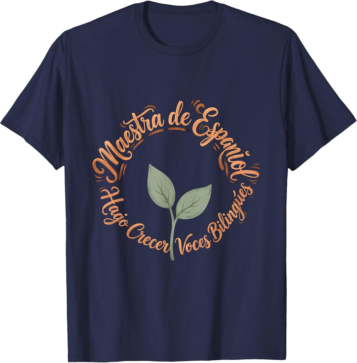Maestra de Español, Hago Crecer Voces Bilingües Boho T-Shirt - Navy Blue