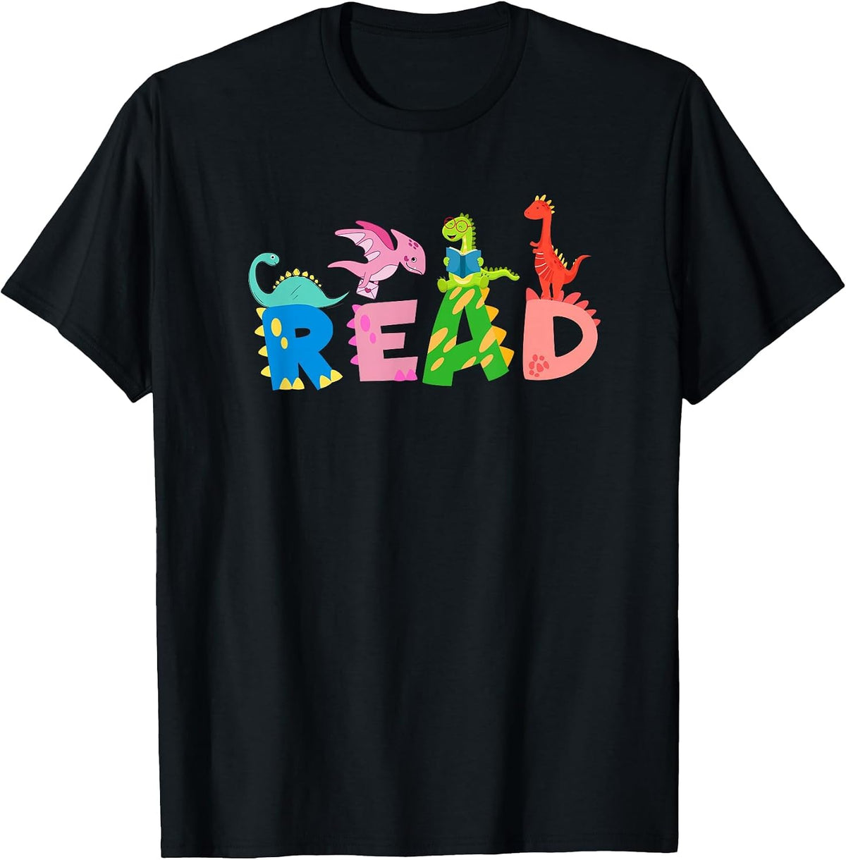 Funny Reading Dinosaur T rex Dino Book Lover T-Shirt - Black
