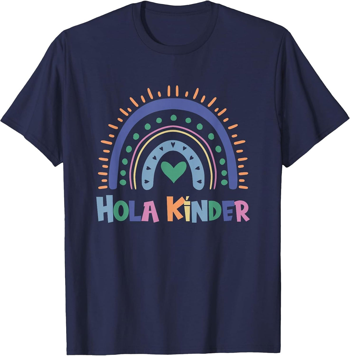 Spanish Kindergarten Teacher Hola Kínder T-Shirt - Navy Blue