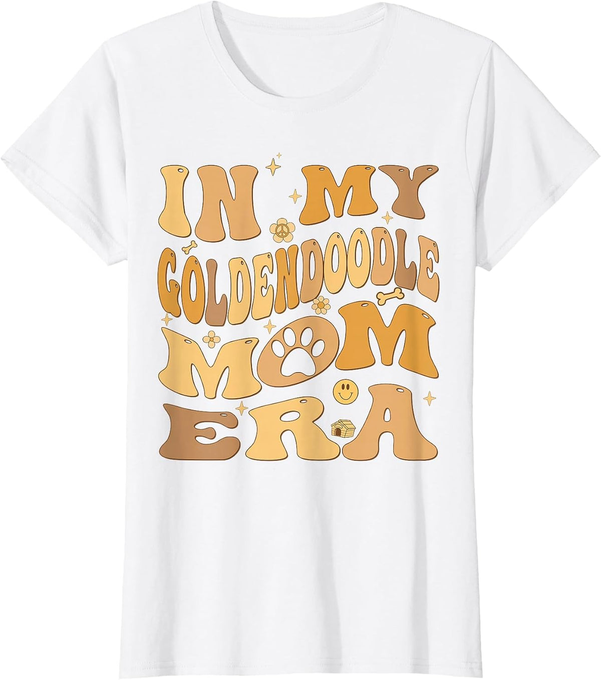 in My Goldendoodle Mom Era Groovy Groodle Dog T-Shirt - White