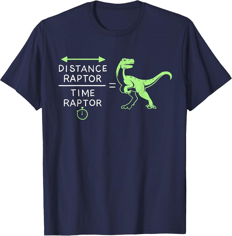 Distance Raptor Over Time Raptor Equals Velociraptor T-Shirt T-Shirt - Navy Blue
