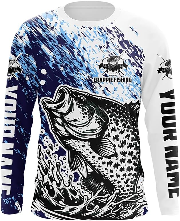 Personalized Crappie Long Sleeve Tournament Fishing Shirts, Crappie Fishing Jerseys Fishing Gifts - Long Sleeves Upf