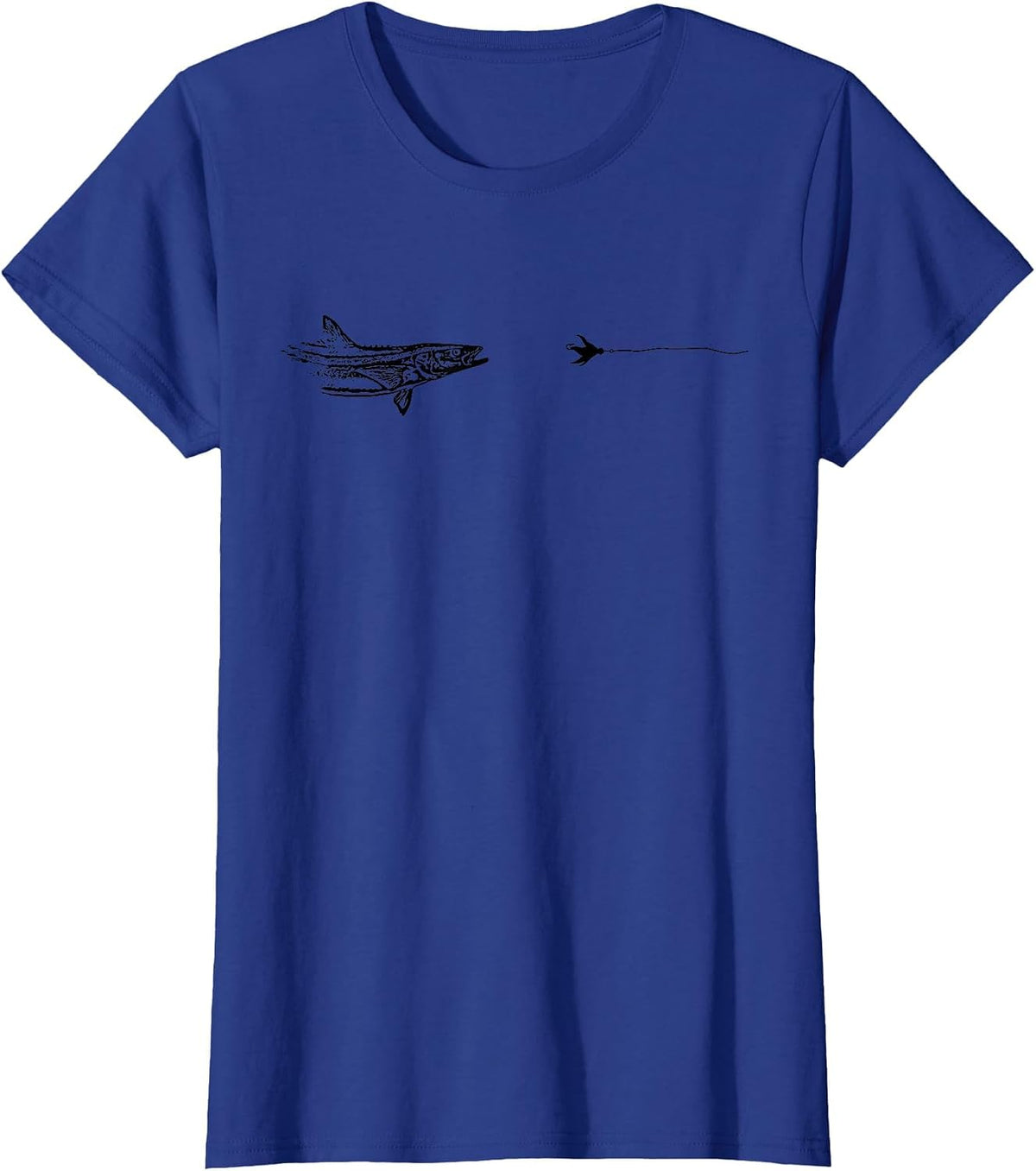 Fly Fishing Shirt for Men and Women - Cobia Fish Hook Line Graphic Tees and T Shirts - Royal Blue